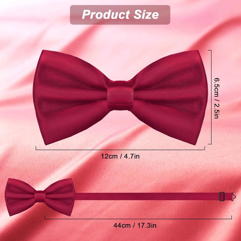 WOXVM Men's Bow Ties Solid Color Pre-Tied Bow Tie Satin Formal Tuxedo Bowtie Adjustable Neck Bowtie for Men Wedding Party - Image 3